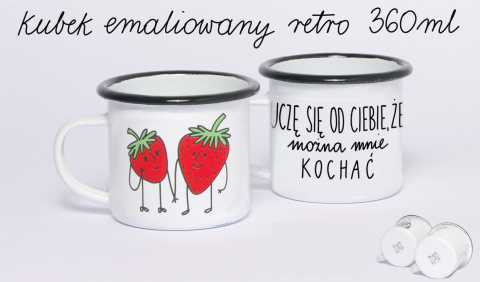 Kubek emaliowany "Poziomki" 360 ml. Kubek emaliowany "Poziomki" 360 ml.